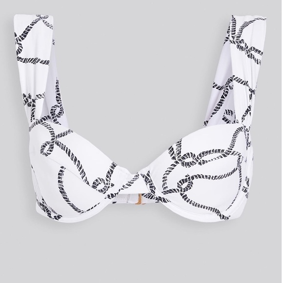 WeWoreWhat Other - WeWoreWhat Claudia Bikini Top Sz XS White Black Rope Swim Resort Beach Padded 28